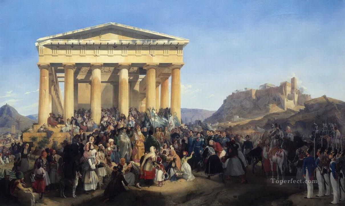 The Entry of King Othon of Greece in Athens Peter von Hess historic war Oil Paintings
